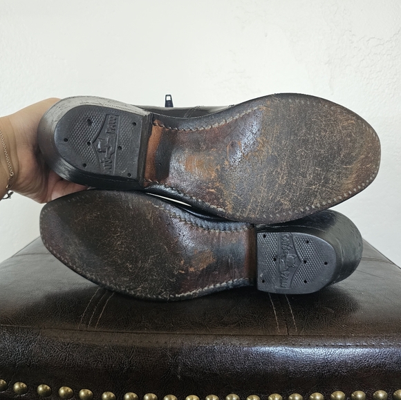 Cat's Paw VTG Cowboy Western Zip Black Leather(OutsideInside) Men's Boots Sz 8.5 - Picture 12 of 12